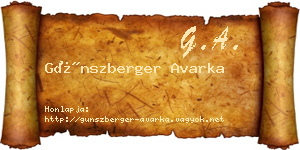 Günszberger Avarka névjegykártya